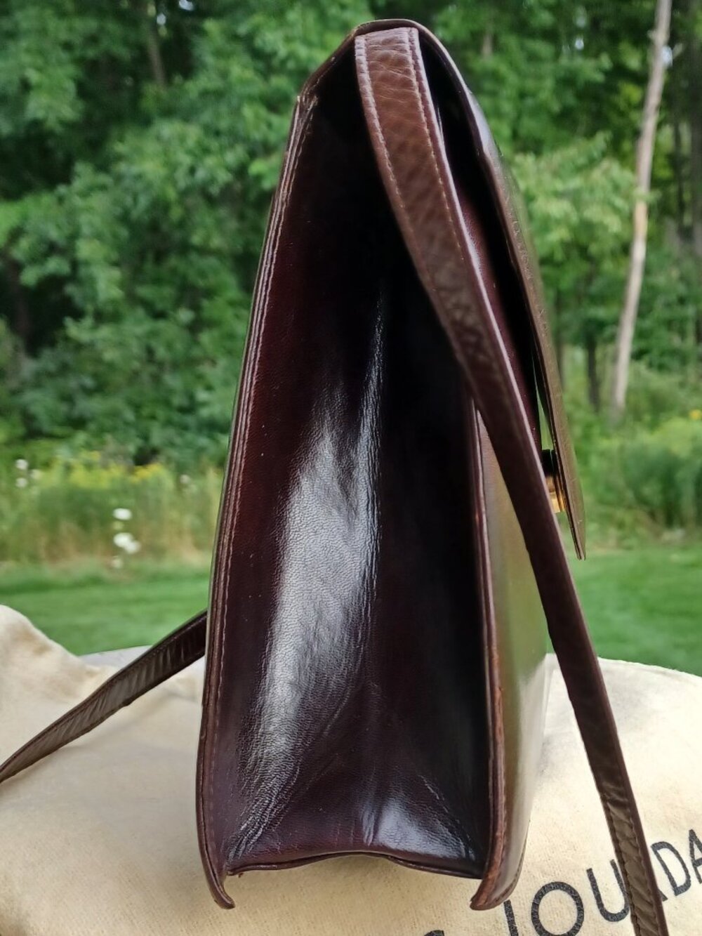 Vintage Charles Jourdan Cross-Body Bag Brown Leather Shoulder Handbag 1970/80s - Picture 7 of 14